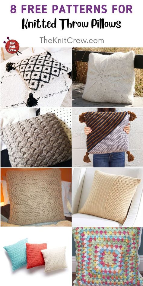 8 Free Knitted Throw Pillow Patterns. These 8 Free Knitted Throw Pillow Patterns are curated by The Knit Crew. Knitted Pillow Patterns, Knitting Pillow Covers, Throw Pillow Patterns, Knitted Cushion Pattern, Pillow Knitting Pattern, Statement Pillow, Throw Pillow Pattern, Pillow Patterns, Pillow Projects