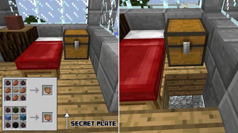 Secret Rooms Mod | Minecraft Mods Minecraft Lever, Mcpe Mods, Minecraft Recipe, Secret Room Ideas, Secret Bookshelf Door, Secret Bookshelf, Minecraft Crafting Recipes, Modern Minecraft, Minecraft Secrets