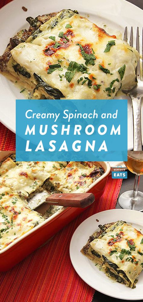 Spinach And Mushroom Lasagna, Mushroom Lasagna Recipe, Spinach Lasagna Recipe, Spinach Mushroom Lasagna, Recipe Mushroom, Mushroom Lasagna, Spinach And Mushroom, Meat Eater, Spinach Mushroom