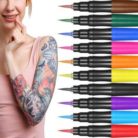 #CommissionsEarned - Beauty Body Art on Amazon || As an Amazon Associate, I earn from qualifying purchases Body Markers, Tattoo Markers, Purple Tattoos, Pen Tattoo, Tattoo Pen, Red Ink Tattoos, Art Pen, Tattoo Kits