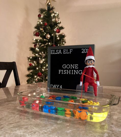 Elf On The Shelf Fishing Goldfish, Elf On The Shelf Ideas Fishing, Elf On The Shelf Fishing, Elf On Shelf Letter, Elf 2024, Elf Shenanigans, December Ideas, Holiday Crafts Gifts, Awesome Elf On The Shelf Ideas