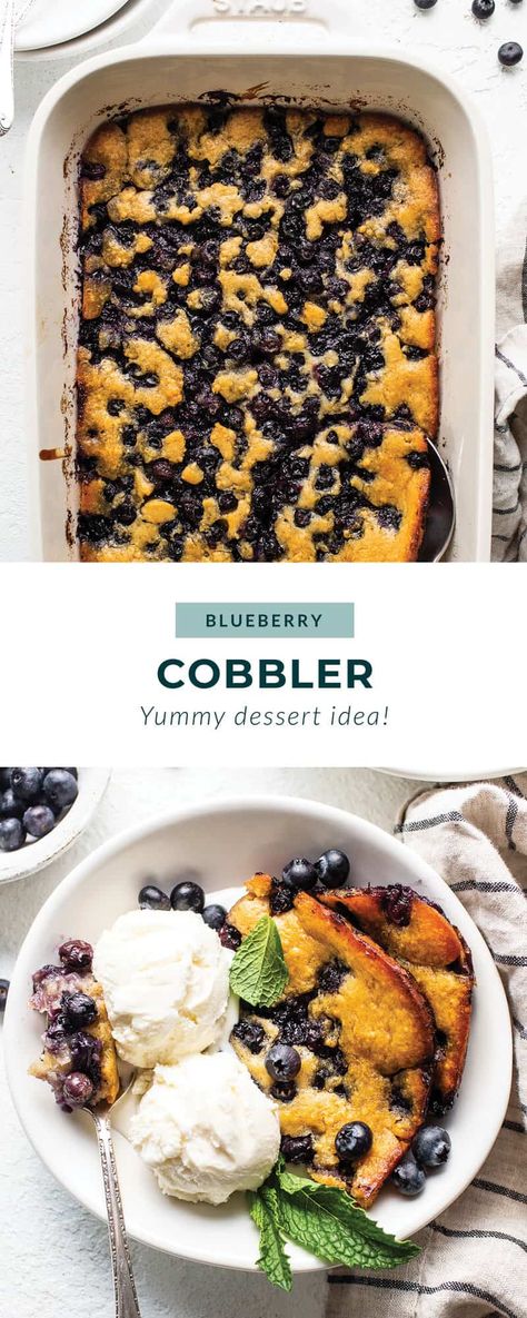 This stunning blueberry cobbler is made with bursting blueberries and a simple cobbler topping for a perfect summer treat. Healthy Cobbler, Healthy Blueberry Cobbler, Cobbler Topping, Blueberry Cobbler, Blueberry Desserts, Healthy Sweet Treats, Sugar Cravings, Natural Sweeteners, Plant Food