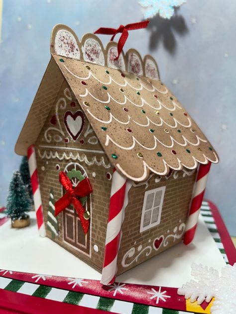 Gingerbread House Box Ideas, Gingerbread House From Cardboard, Gingerbread Cardboard House, Putz Houses Templates, Putz Houses Templates Free Printable, Gingerbread House Cardboard, Cardboard Gingerbread Houses, Wood Gingerbread House, Cardboard Gingerbread