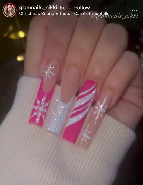 Winter Nails Acrylic, Acrylic Nails Coffin Pink, Christmas Nails Acrylic, Long Square Acrylic Nails, Unique Acrylic Nails, Bling Acrylic Nails, Acrylic Nails Coffin Short, Short Acrylic Nails Designs, Pink Acrylic Nails