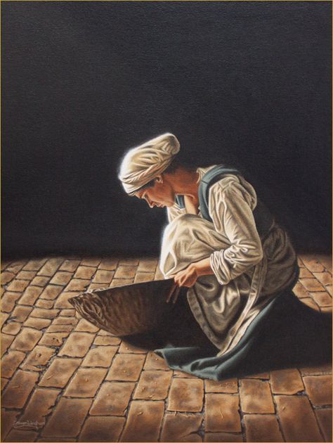 'The Scullery Maid'-  painting by Steven Lingham [SK servant] Scullery Maid, Art People, Italian Painters, Painting Of Girl, Tea Art, Italian Artist, Italian Art, Farm Yard, Heart Art