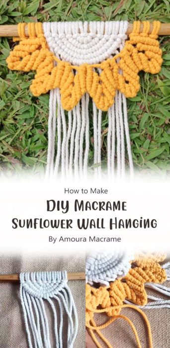 Macrame Wall Hanging Pattern Free, Macrame Sunflower, Sunflower Wall Hanging, Macrame Plant Hanger Patterns, Macrame Bracelet Patterns, Macrame Knots Pattern, Tutorial Ideas, Macrame Wall Hanging Diy, Macrame Wall Hanging Patterns