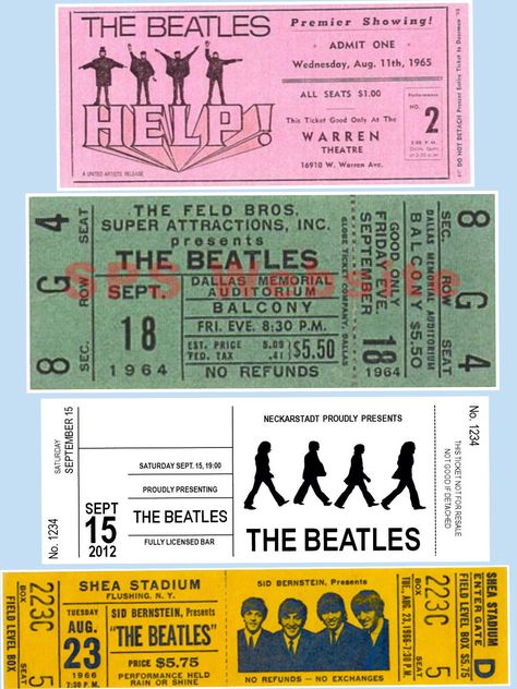 Prom Ticket Design, Beatles Concert, Prom Tickets, Music Tickets, Shea Stadium, Vintage Ticket, Hollywood Bowl, The Hollywood Bowl, Ticket Design