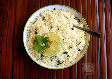 Cilantro Lime Rice - Manila Spoon Peanut Satay Sauce, Peanut Satay, Rice On The Stove, Satay Sauce, Lime Rice, Cilantro Lime Rice, Grain Foods, Cilantro Lime, Yummy Eats