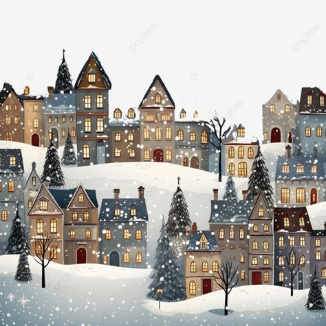 winter night city in retro style christmas with houses cozy town for greeting cards christmas stre Winter Town Drawing, Christmas Town Illustration, Christmas Street Scene Illustration, Town Illustration Buildings, Vintage Christmas Village Illustration, Winter Town Illustration, Retro Christmas Cards, Christmas Town, Winter Night