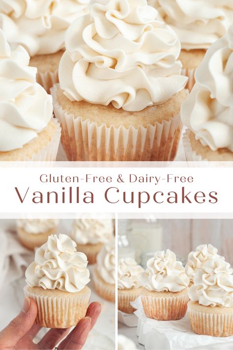 Simple Gluten Free Cupcakes, Gluten Free Dairy Free Cupcakes Easy, Gluten Free Dairy Free Vanilla Cupcakes, Dairy Free Vanilla Cupcakes, Allergy Friendly Cupcakes, Dairy And Gluten Free Cupcakes, Gf Df Cupcakes, Gluten Free Cupcakes Recipes, Gluten And Dairy Free Cupcakes