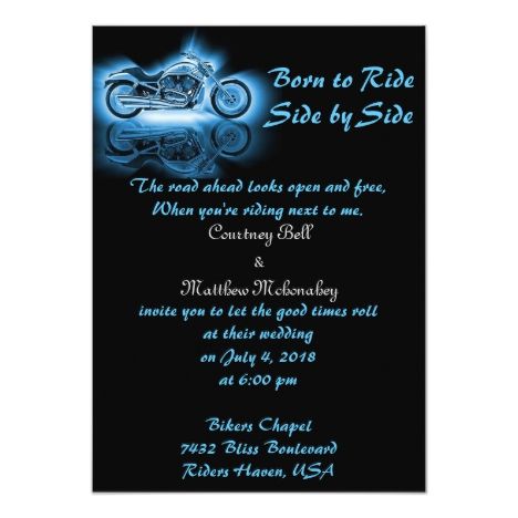 Electric Blue Motorcycle Wedding Invitation Biker Wedding Dress, Motorcycle Wedding Invitations, Harley Wedding, Knot Ideas, Motorcycle Wedding, Biker Wedding, Best Wedding Invitations, Blue Motorcycle, Retirement Party Invitations