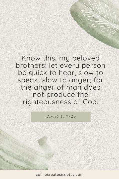 James 1:19-20 Bible Verse Wallpaper Wallpaper Aesthetic Green Pastel, Aesthetic Green Pastel, Bible Verses About Anger, Wallpaper Aesthetic Green, Scripture Cards Printable, Christian Wallpaper Aesthetic, James 1 19, Anger Quotes, Learn The Bible