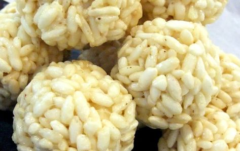 Rice Balls Recipe, Puffed Rice Cereal, Like Rice, Cereal Mix, Popcorn Balls, Easy Dessert Recipes, Recipes With Few Ingredients, Puffed Rice, Rice Cereal