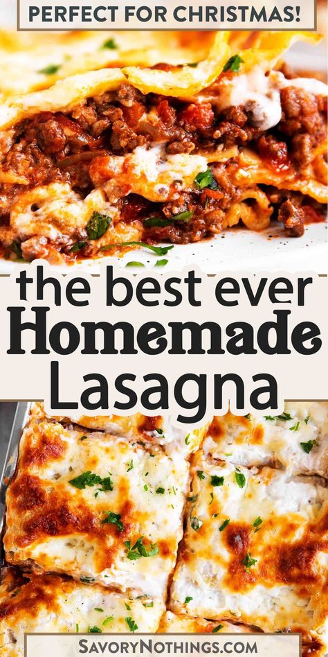 The Best Lasagna Recipe, Best Homemade Lasagna Recipe Ricotta, Lasagna With Cream Cheese Recipes, Dinners Without Pasta, Lasagna Recipe With Bashamel, Lasagna With Meat Sauce And Ricotta, Recipe For Lasagna Easy, Bolognese Sauce Lasagna, Tasty Lasagna Recipe