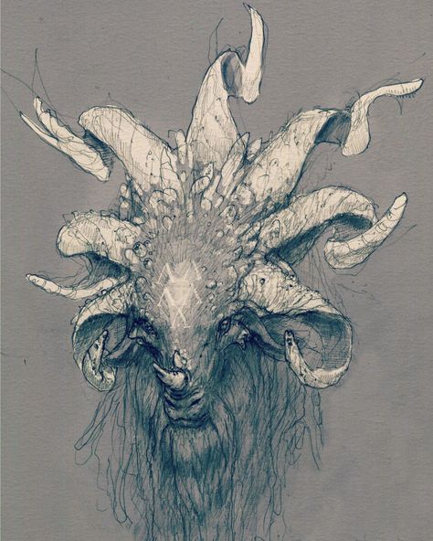 ArtStation - The Goat, Matt Molen Goat Character, Goat Drawing, Dnd Homebrew, Goat Art, Dark Creatures, Creature Artwork, A Goat, Alien Concept Art, Concept Board