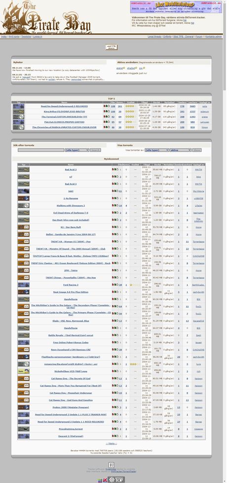 The Pirate Bay website in 2004 Pirate Bay, The Pirates, The Pirate, Step Back, Design Museum, History Design, Y2k Aesthetic, Back In Time, Old Internet