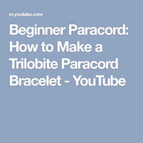 Beginner Paracord: How to Make a Trilobite Paracord Bracelet - YouTube Trilobite Paracord, 550 Cord Bracelets, Paracord Bracelet Tutorial, Paracord Braids, Paracord Tutorial, 550 Cord, Paracord Survival, Bracelet Simple, Paracord Bracelet