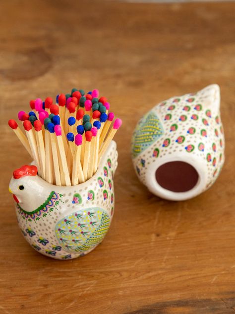 Colorful Boho Home, Matchstick Holder, Ceramic Holder, Cozy Gifts, Match Holder, Diy Holder, Diy Pottery, Ceramic Animals, Cozy Gift