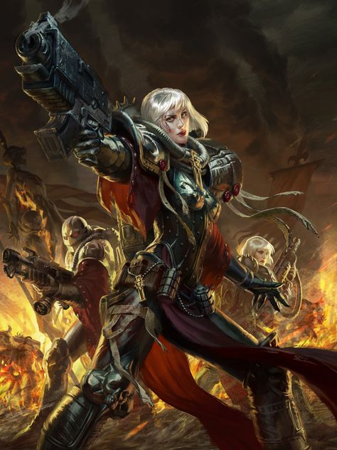 40k Sisters Of Battle, Adepta Sororitas, Illustration Fantasy, Warhammer 40k Art, Age Of Sigmar, Warhammer Art, Warhammer 40k Artwork, Dark Elf, Warhammer Fantasy