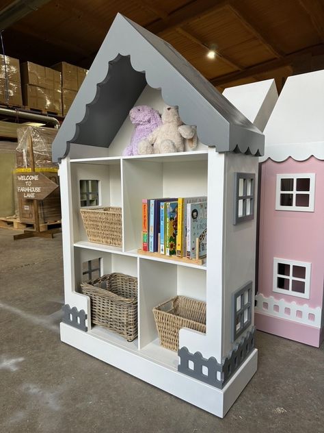 Children's Themed Doll House Bookcase, Toy Shelf, Nursery Storage White Bookshelf - Etsy UK Doll House Bookshelf, Shelving Nursery, House Bookcase, Girls Bookshelf, White Shelving, White Bookshelf, Shelf Nursery, Baby Decorations, Keeping Rooms