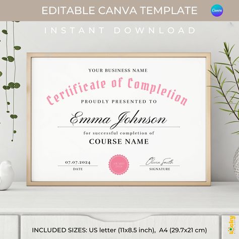 Certificate Of Completion Template, Award Template Printable Lash Nails Artist Certificate, Training Certificate Template, Editable Canva Certificate Of Completion Template, Award Template, Training Certificate, Editable Certificates, Online Graphic Design, Certificate Of Completion, Graphic Design Tools, Certificate Templates, Makeup Artists