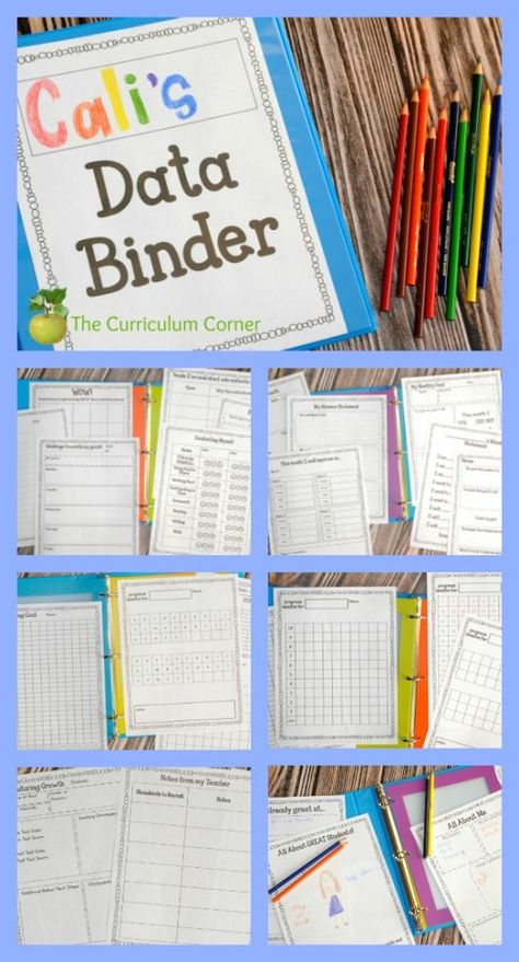 FREEBIE ALERT! 60 editable student data tracking binder pages from The Curriculum Corner Folder Binder, Data Organization, Student Data Binders, Data Folders, School Diy Ideas, Student Data Tracking, Student Data Notebooks, Data Binders, Binder Templates