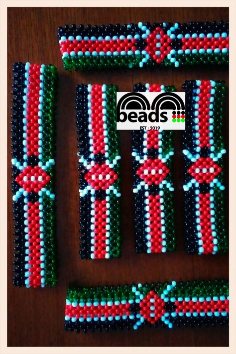 Kenyan Bracelet Kenyan Bracelets, Kenyan Flag, Flag Beads, Flag Bracelet, Donating Hair, African Bracelets, Diy Beading, Beads Art, Beaded Earrings Native