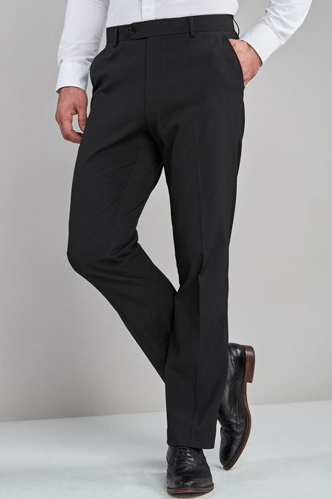 Plain front formal trousers. Machine washable. 75% Polyester, 23% Viscose, 2% Elastane. Black Trousers Men, Formal Pants, Formal Trousers, Men Trousers, Smart Trousers, Stylish Pants, Formal Business, Black Trousers, Black Party