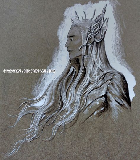 Thranduil by evankart Watch Fan Art / Traditional Art / Drawings / Thranduil Fanart, The Hobbit Characters, Legolas And Thranduil, Hobbit Art, Bd Art, Lotr Art, Tolkien Art, Great King, Thranduil