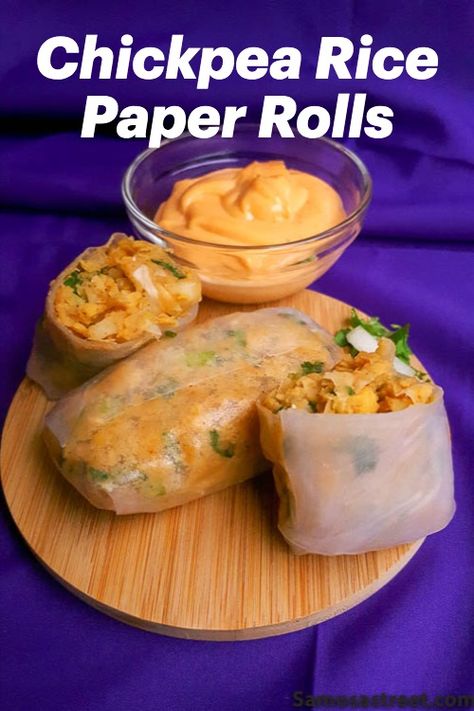 Fresh Chickpea Rice Paper Rolls are delicious, easy to make, and super healthy. Recipes Using Egg Roll Wrappers, Vegan Rice Paper Rolls, Rice Paper Rolls Recipes, Chickpea Rice, Rice Paper Recipes, Rice Paper Wraps, Vegan Apps, Rice Rolls, Healthy Vegetarian Dinner