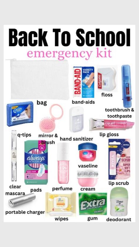 6th Grade Tips, Schul Survival Kits, Middle School Essentials, Studie Hacks, School Emergency Kit, School Backpack Essentials, Middle School Survival, School Routine For Teens, School Survival Kits