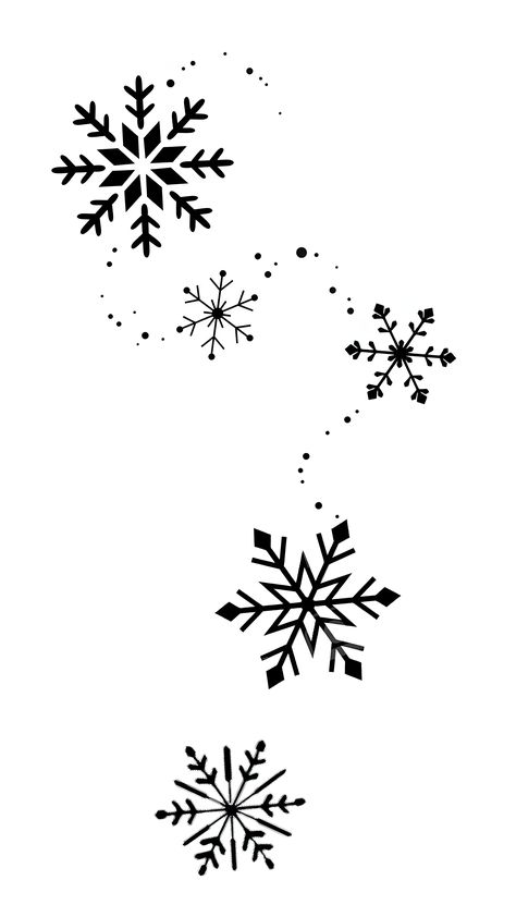 Snowflakes Tattoo Design, Simple Snowflake Drawing, Simple Snowflake Tattoo, Snow Tattoo Snowflakes, Snow Flakes Tattoo, Snow Tattoo Ideas, Noel Tattoo, Snowflake Tattoo Design, Winter Tattoo Ideas