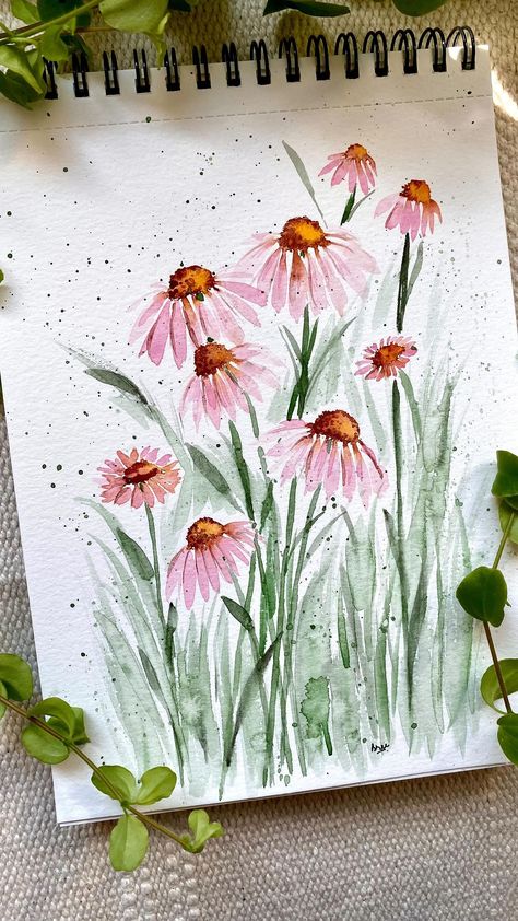 Aesthetic Paper, 심플한 그림, Learn Watercolor Painting, Kids Aesthetic, Watercolor Flowers Tutorial, Watercolor Paintings For Beginners, Diy Watercolor Painting, Watercolour Inspiration, Painting Ideas On Canvas