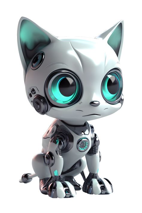 Robot Wallpaper, Robot Cat, Robot Animal, Robot Cartoon, Kitten Stickers, Kitten Drawing, David D, Futuristic Robot, Robot Toy