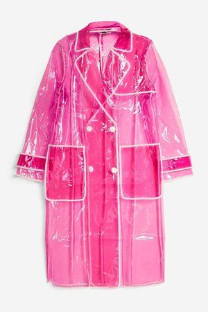 Clear Vinyl Trench Coat - Topshop USA | ShopLook Perry Mattfeld, Vinyl Trench Coat, Pink Raincoat, Outfit Yellow, Space Grunge, Raincoat Outfit, Yellow Raincoat, Rain Jacket Women, Transparent Fashion