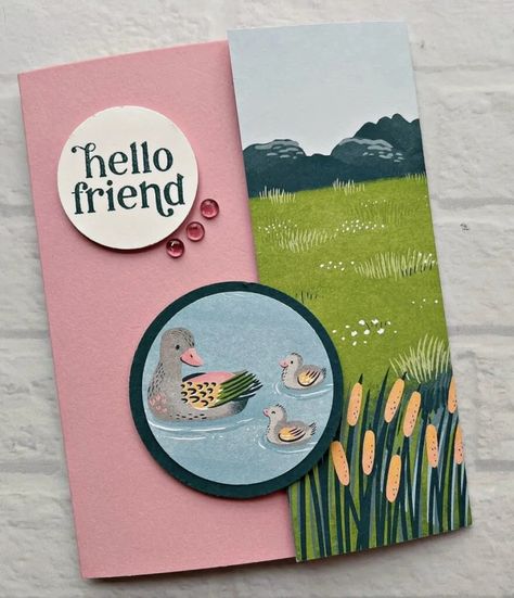 Create Stunning Latch Fun Fold Cards in Minutes with Designer Series Paper! — KarenTitus.com Card Making Ideas For Beginners, Card Design Handmade, Gatefold Cards, Duck Pond, Lily Pond, Fold Cards, Designer Series Paper, The Fold, Card Making Tutorials