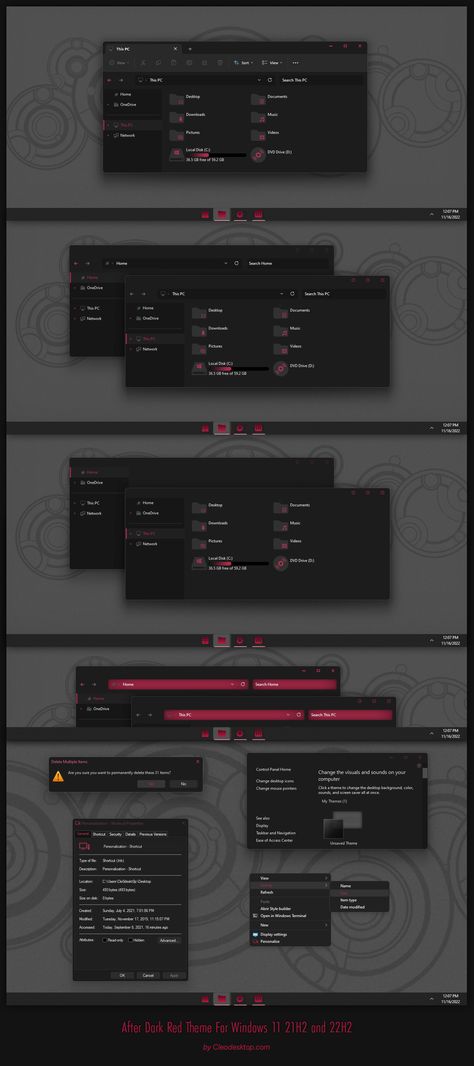 Red And Black Pc Setup, Windows 11 Themes, Red Icons:), After Dark, Dark Red, Red