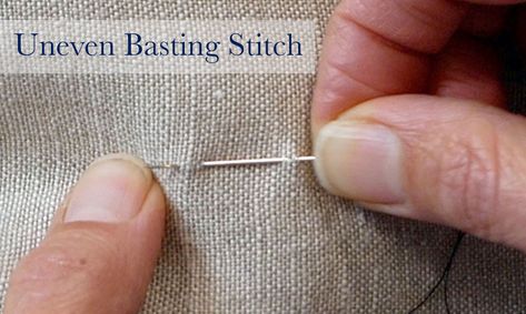 sewing by hand how to stitch the uneven basting stitch Sewing By Hand, Basting Stitch, Sewing Area, Hand Stitches, How To Stitch, Sewing Stitches, Sewing Tools, Home Repair, Hand Stitching