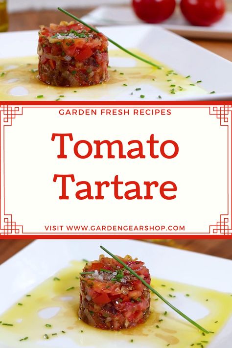 Tomato Tartare Recipe >>  VISIT LINK TO LEARN MORE @GardenGearShop.com << #gardengearshop #garden #gardening #plant #plants Tartar Recipe, Tomato Tartare, Gourmet Vegetarian, Tartare Recipe, Resep Vegan, Vegetarian Recipe, Vegan Appetizers, Sunday Roast, Tomato Recipes