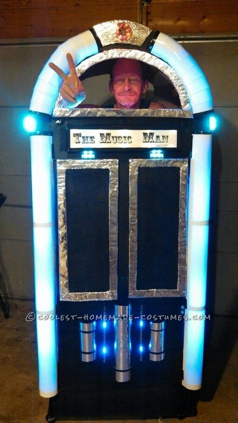 I asked my kids what I should be for Halloween this year. One of them said “too bad you couldn’t be something that plays music”. My Wife said, “Like a Juke Box”? … all 4 kid responded, “a WHAT?” That’s when I realized that they HAD to see a juke box. and what better way to ... Read more The post Cool Homemade Music Man Juke Box Costume appeared first on Coolest Homemade Costumes. Elvis Birthday Party, Elvis Birthday, Sock Hop Party, Homecoming Floats, Box Costumes, The Music Man, Christmas Program, Sock Hop, Juke Box