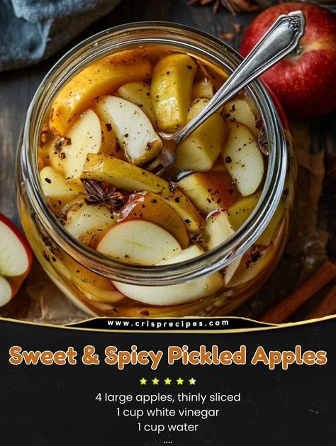 Unique Pickles, Marinated Recipes, Pickled Apples, Pickling Spices, Crisp Recipes, Sweet Apples, Pickling Spice, Crisp Recipe, Good Ole