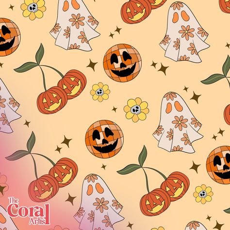 🎃Because who doesn't want pumpkins and ghouls at the cluuubb?🎃 🎃✨ New Arrivals Alert! 🌟 Dive into retro Halloween vibes with my latest designs on Etsy! 🕸️ This image showcases one of my favorites at the moment: a playful pattern featuring disco balls, pumpkin cherries, and skull flowers 🍒🌸 Available now along with 4 other wraps and 1 decal optimized for UVDTF, sublimation, and tumblers. Perfect for both personal and commercial use, these unique designs are exclusively crafted for you – top q... Skull Cherries, Pumpkin Wallpaper, Skull Flowers, Halloween Wallpaper Backgrounds, Halloween Decals, Preppy Fall, Halloween Vibes, Halloween Inspo, Tumbler Decal