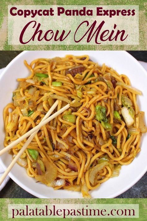 Panda Noodle Recipe, Panda Express Chow Main, Copycat Panda Express Lo Mein Recipe, Orange Chicken Chow Mein, Copycat Asian Restaurant Recipes, Diy Chow Mein, Chow Mein Panda Express Copycat Recipes, Chow Mein Recipe Panda Express, Chow Mein Noodle Recipes