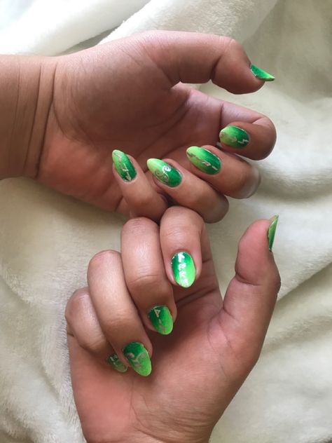 Green ombré with Anglo-Saxon runes and Celtic symbols. Follow @amazonitenails on Instagram for more cool nail art! Celtic Nails, Saxon Runes, Anglo Saxon Runes, Celtic Symbols, Green Ombre, Anglo Saxon, Cool Nail Art, Runes, St Patrick