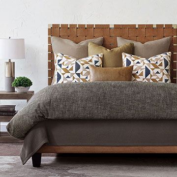 Brown Headboard Bedroom Color Schemes, Camel Bedding, Masculine Bedding, Mustard Bedding, Comforters Bed, Modern Bedding, Fall Bedding, Brown Bed, Designer Bedding