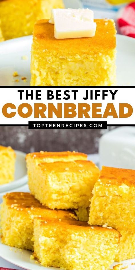 One of the biggest issues with cornbread is the fact that it is often very dry and crumbly. This is the best jiffy cornbread recipe that completely changes the cornbread game by making the moistest and fluffy cornbread you’ve ever had. You can bring this to any gathering, or meal or just enjoy a piece on its own. You will want to make this recipe week after week because it is that good. Best Jiffy Cornbread Recipe, Sweet Jiffy Cornbread, Sweet Cornbread Recipe, The Best Cornbread, Fluffy Cornbread, Best Cornbread, Jiffy Cornbread Recipes, Best Cornbread Recipe, Cornbread Recipe Sweet