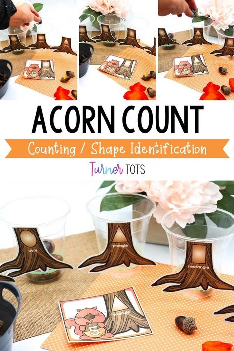 Acorn Counting Preschool, Acorn Preschool Activities, Math For Toddlers, Turner Tots, Stacking Pumpkins, Math Activities For Preschoolers, Ten Frame Activities, Fall Math Activities, Toddler Math