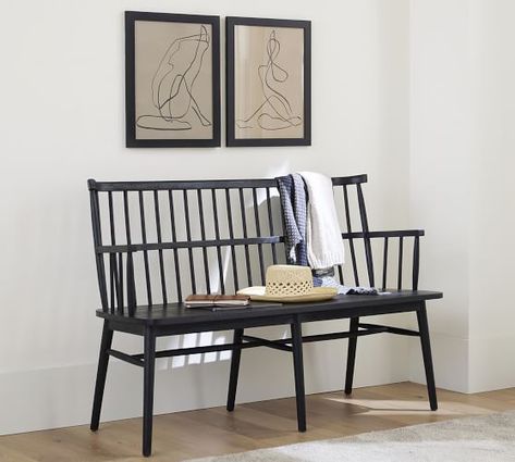 Entryway Furniture, Hallway Furniture & Foyer Furniture | Pottery Barn Black Entryway Bench, Foyer Furniture, Entry Bench, New England Style, Hallway Furniture, Furniture Slipcovers, Dining Benches, Entryway Furniture, Free Interior Design