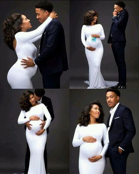 50 Cute Maternity Photo Ideas to Try in 2019 Baby Shower Shoot, Shower Shoot, White Long Dress, Pregnancy Photos Couples, White Maternity Dresses, Maternity Photoshoot Outfits, Couple Pregnancy Photoshoot, Maternity Studio, Maternity Photography Couples