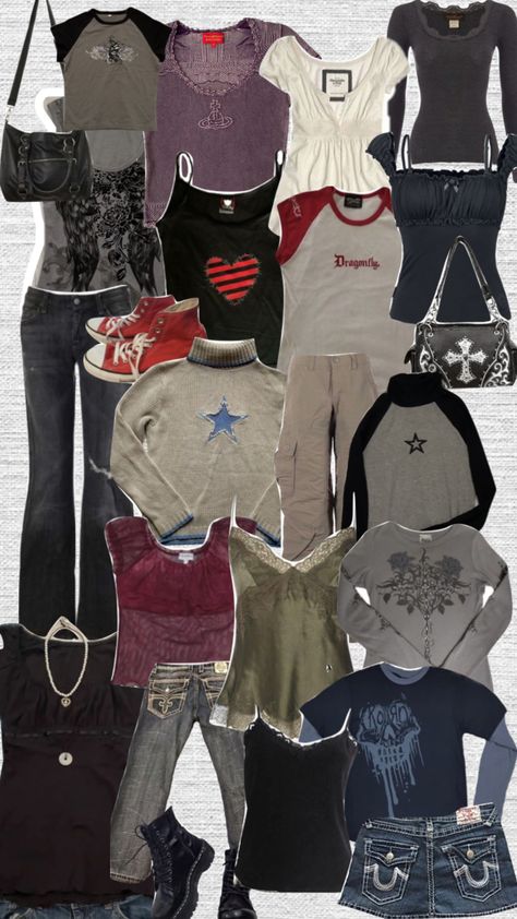 early 2000s fashion #early2000s #y2k #y2kfashion #myfirstshuffle #music #vintage #collage #slay #red #outfitcheck #outfitinsp Y2k British Fashion, Early 2k Fashion, 2000s Punk Aesthetic Outfits, Y2k Early 2000s Outfits, 2000s Fashion Collage, Early Fashion 2000s Outfits, Early Y2k Fashion, Early 2000s School Outfits, Y2k Fashion Early 2000s Grunge